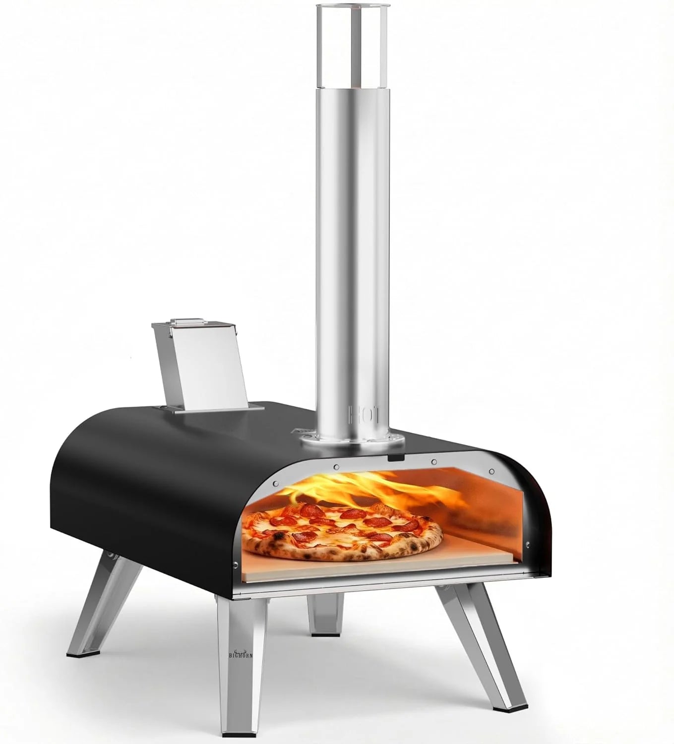 BIG HORN OUTDOORS 12 Multi-Fuel Outdoor Pizza Oven 3-in-1 Wood-Fired, Gas