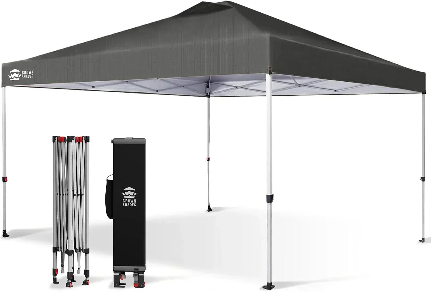 10x10 Pop-Up Awning One-Click Installation Beach Tent Outdoor Sunshade Silver Coated Top