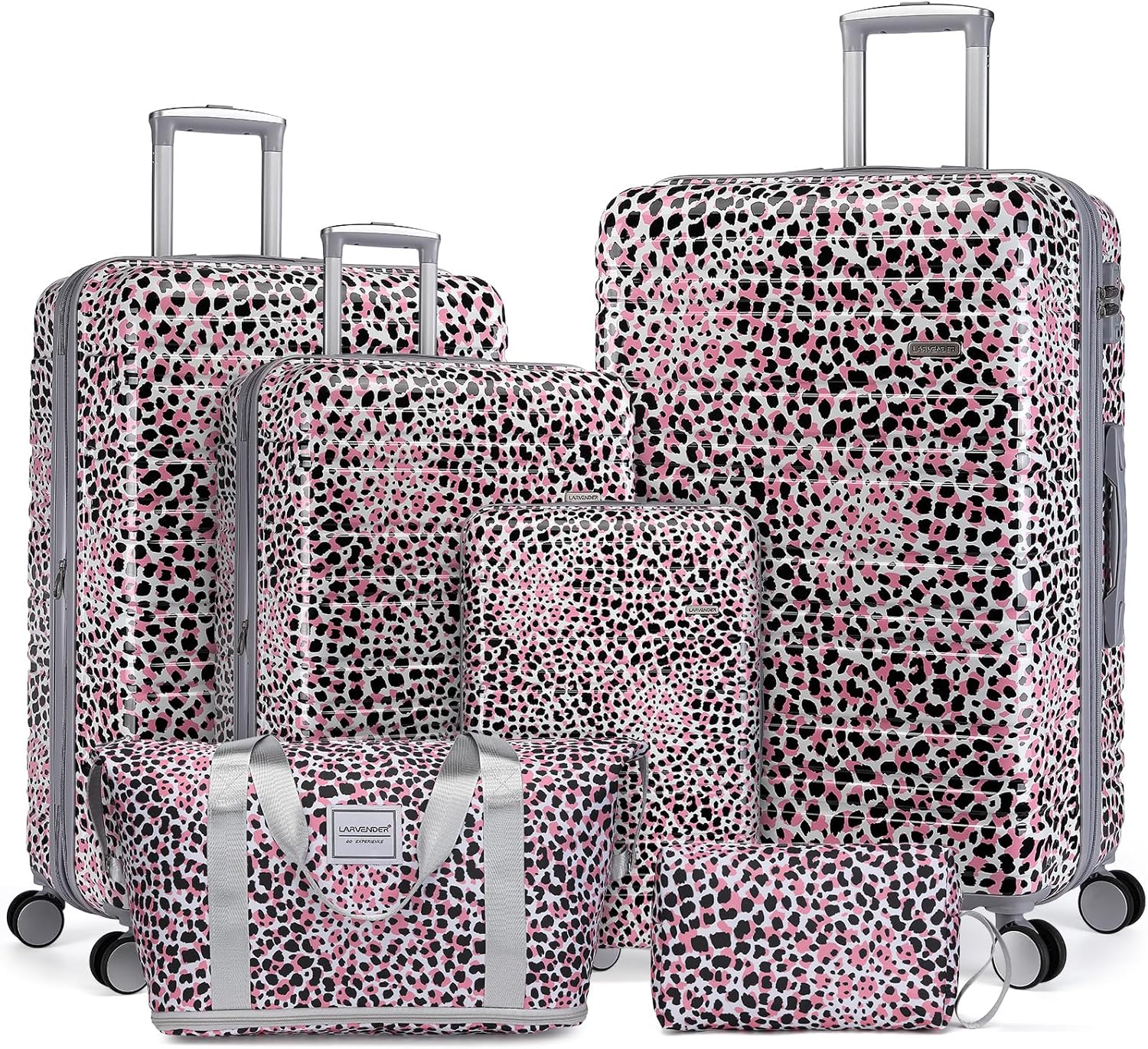 6-piece luggage set, expandable hardshell suitcase set with spinner wheels, lightweight rolling luggage set