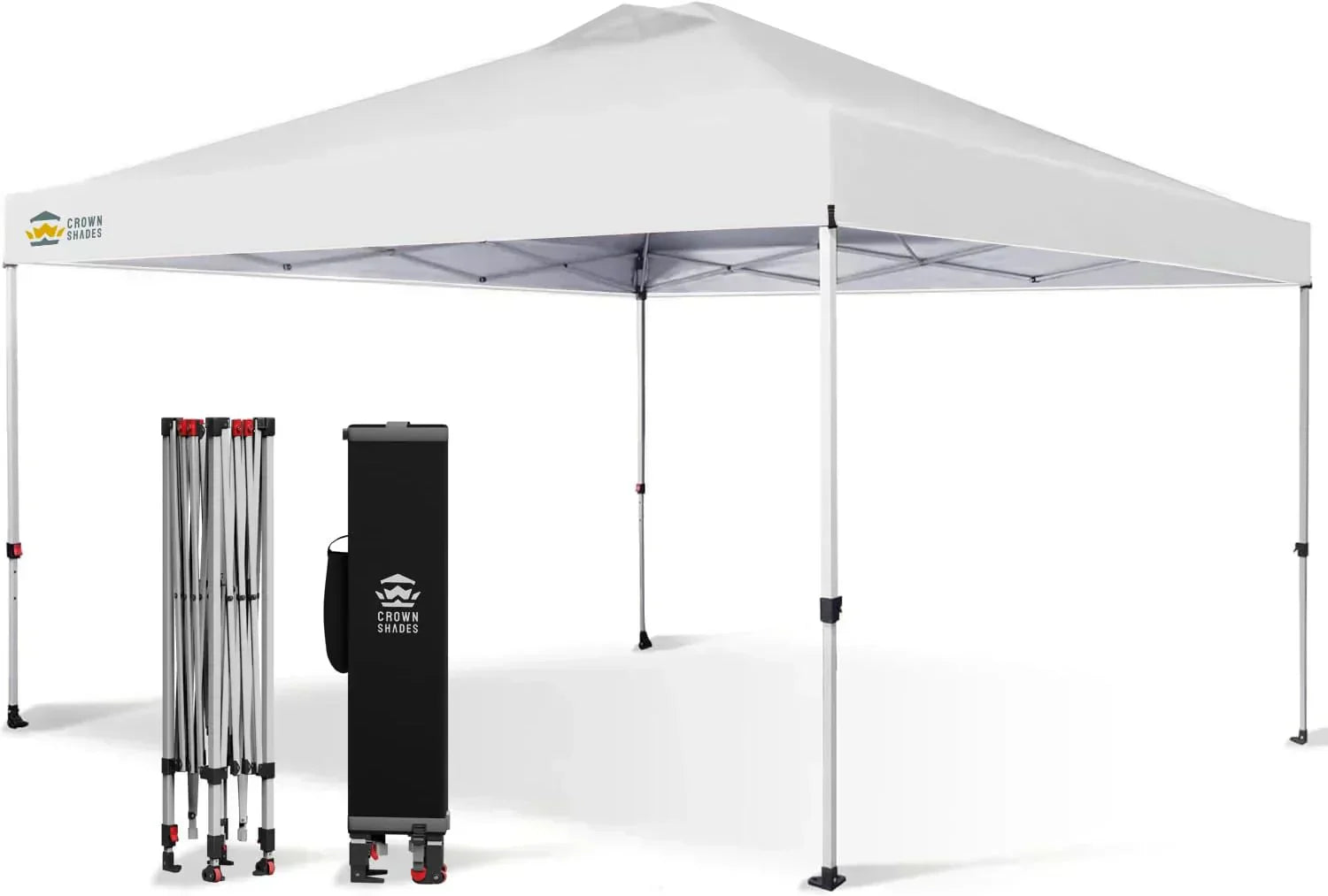 10x10 Pop-Up Awning One-Click Installation Beach Tent Outdoor Sunshade Silver Coated Top