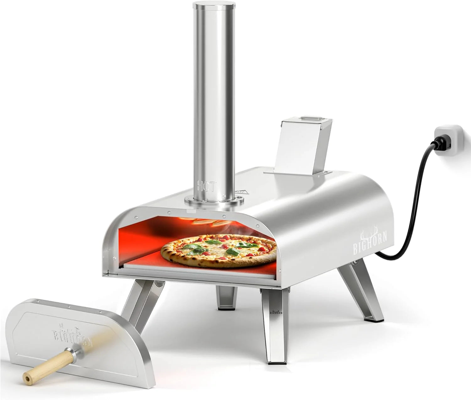 BIG HORN OUTDOORS 12 Multi-Fuel Outdoor Pizza Oven 3-in-1 Wood-Fired, Gas