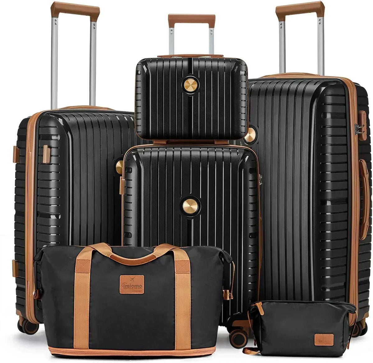 5-piece PP hardshell lightweight travel carry-on luggage set with dual spinner wheels